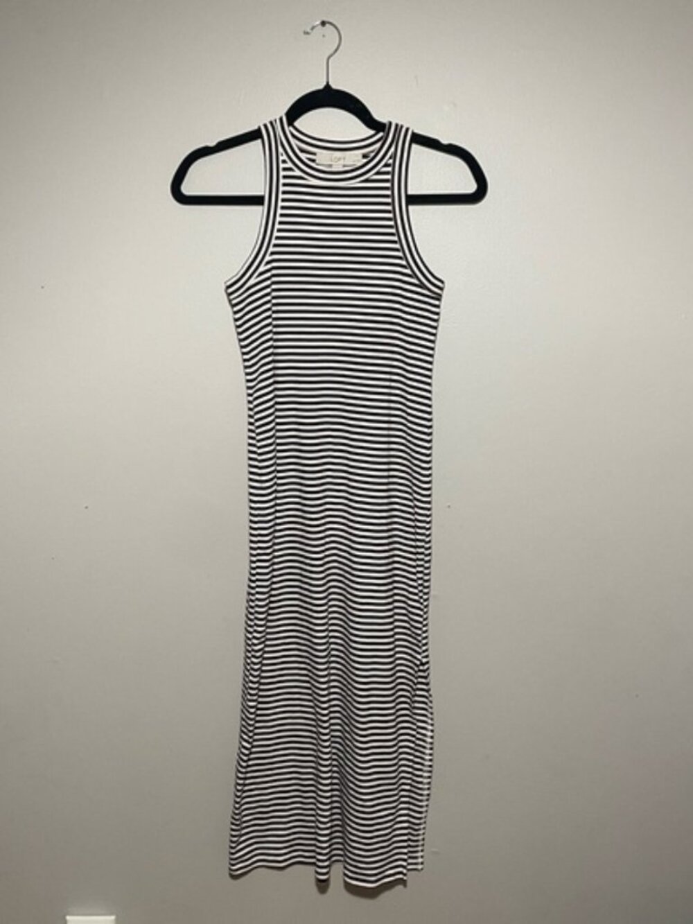 Loft Striped Racerback Maxi Dress with Side Slit